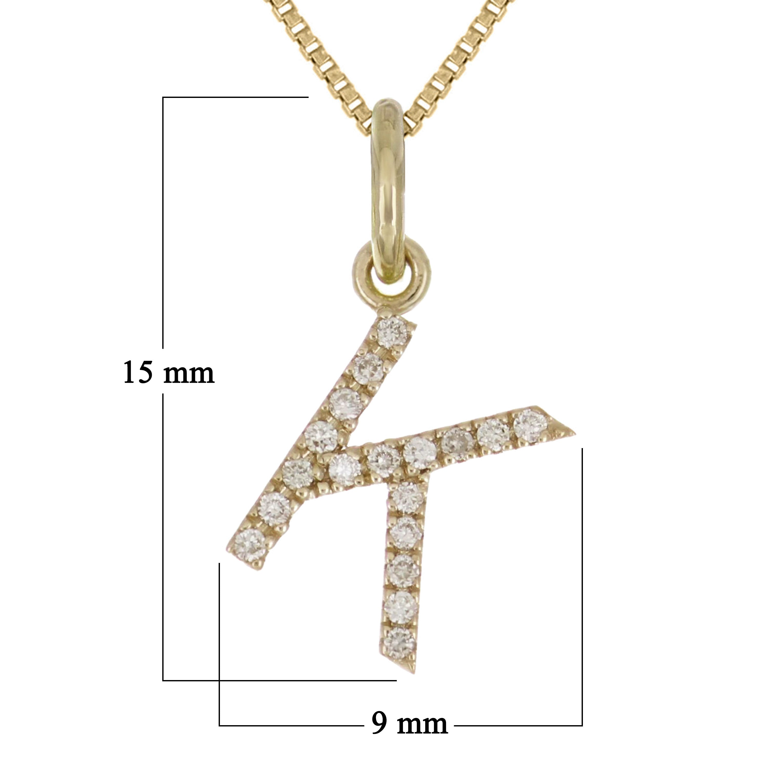 14k Yellow Gold Diamond Initial Letter K Charm Pendant Necklace 18" - Letter K,Yellow