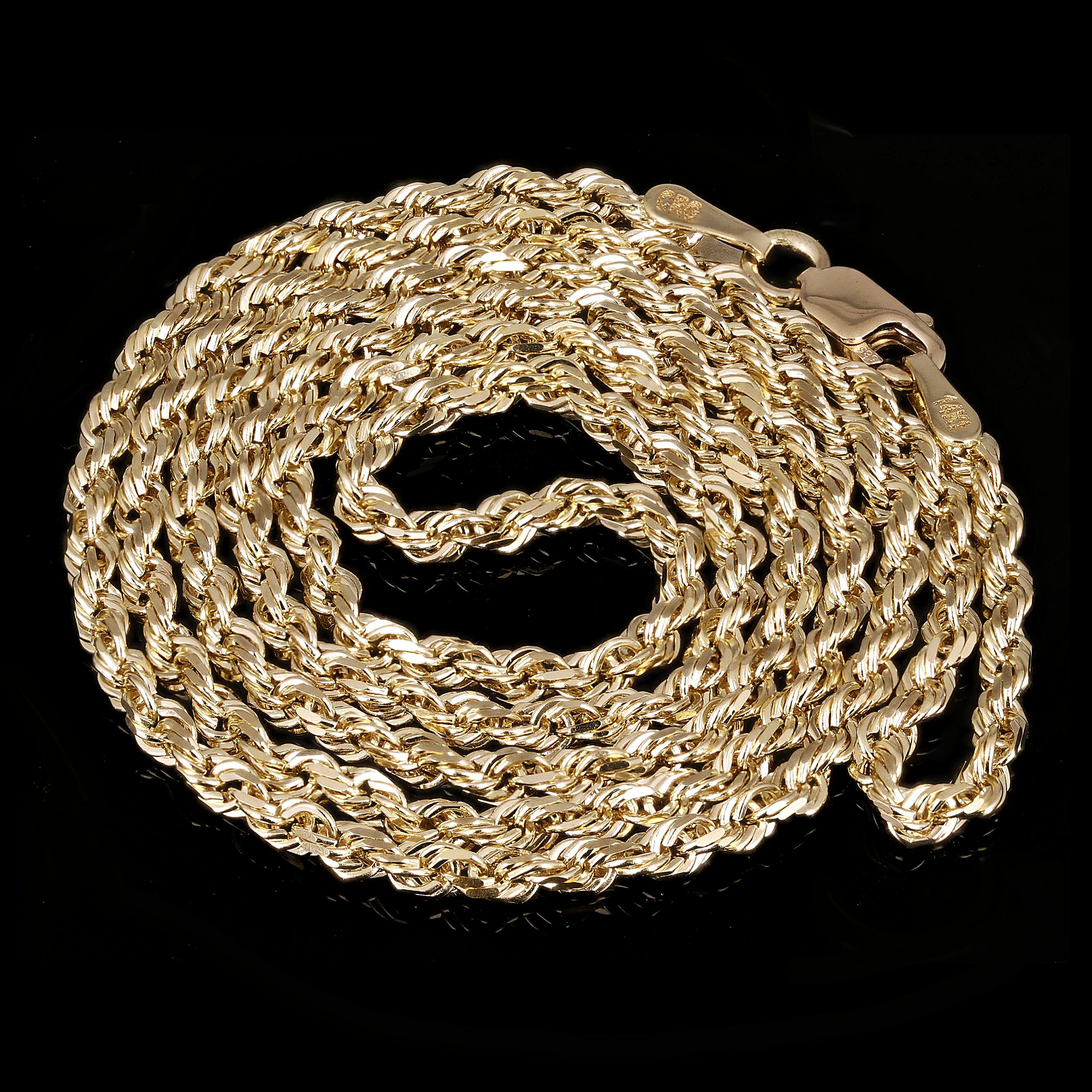 14k Yellow Gold Solid Twisted Diamond Cut Rope Chain Necklace 18" 2.5mm 8.6grams - 18" 8.6 grams