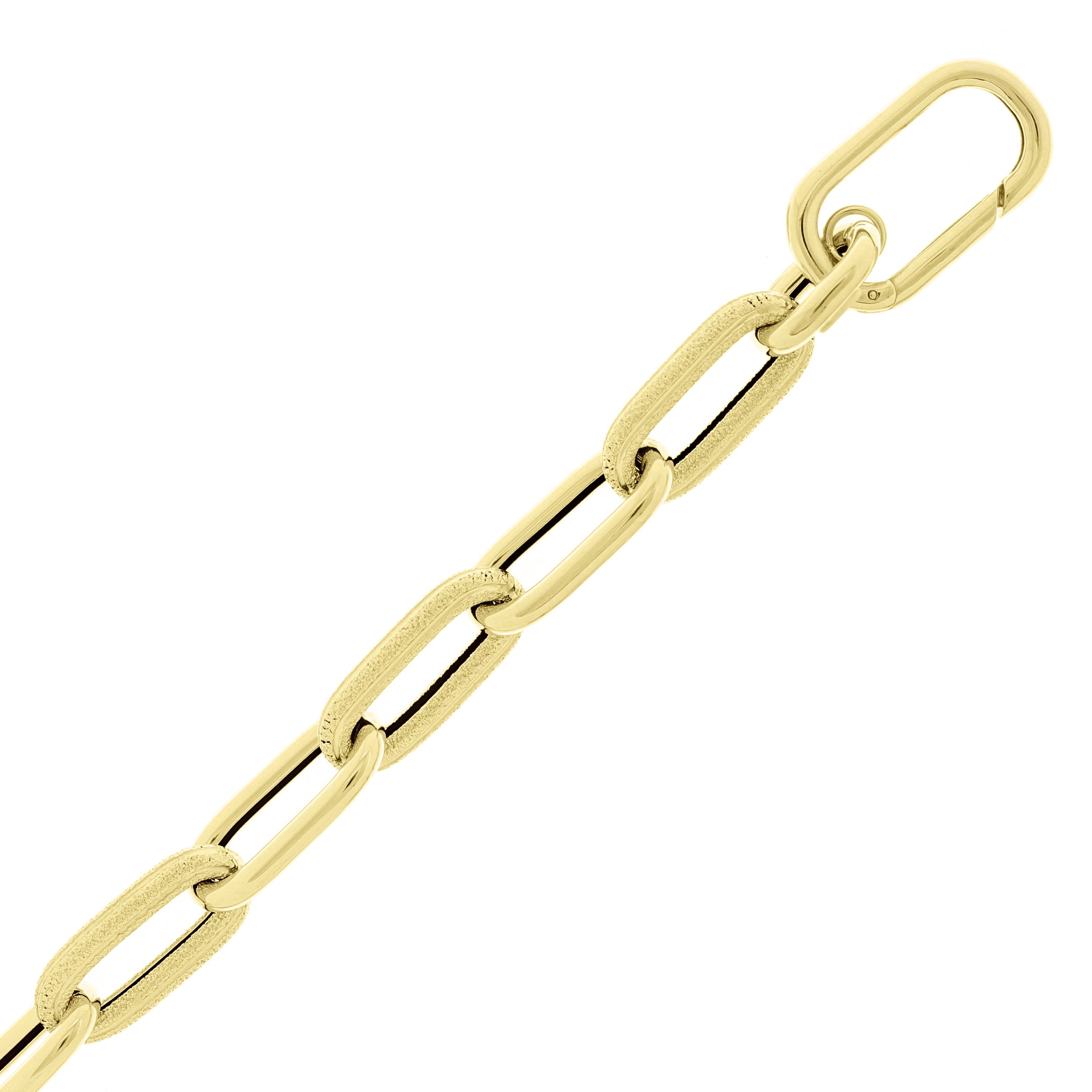Italian 14k Yellow Gold Plain & Satin Finish Paper Clip Bracelet 7.75" 9.2mm 7g