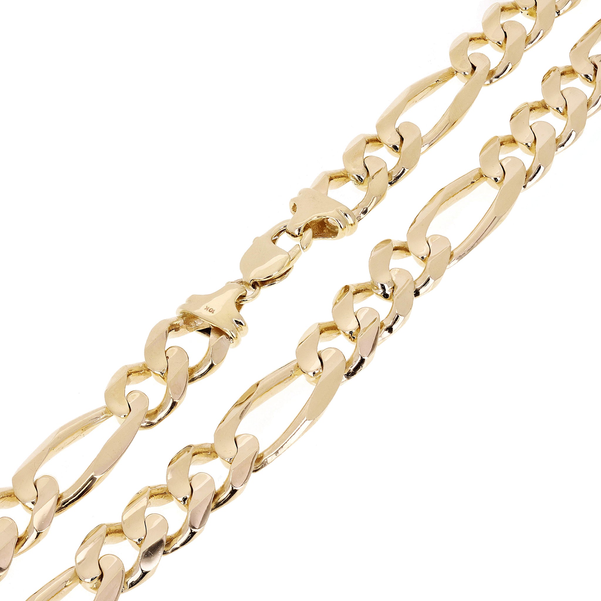 Mens solid gold hot sale figaro chain