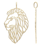 14k Yellow Gold Solid Lion Head Lion Face Charm Pendant 1.65" 3 grams - Yellow