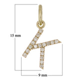 14k Yellow Gold Diamond Initial Letter K Charm Pendant - Letter K,Yellow