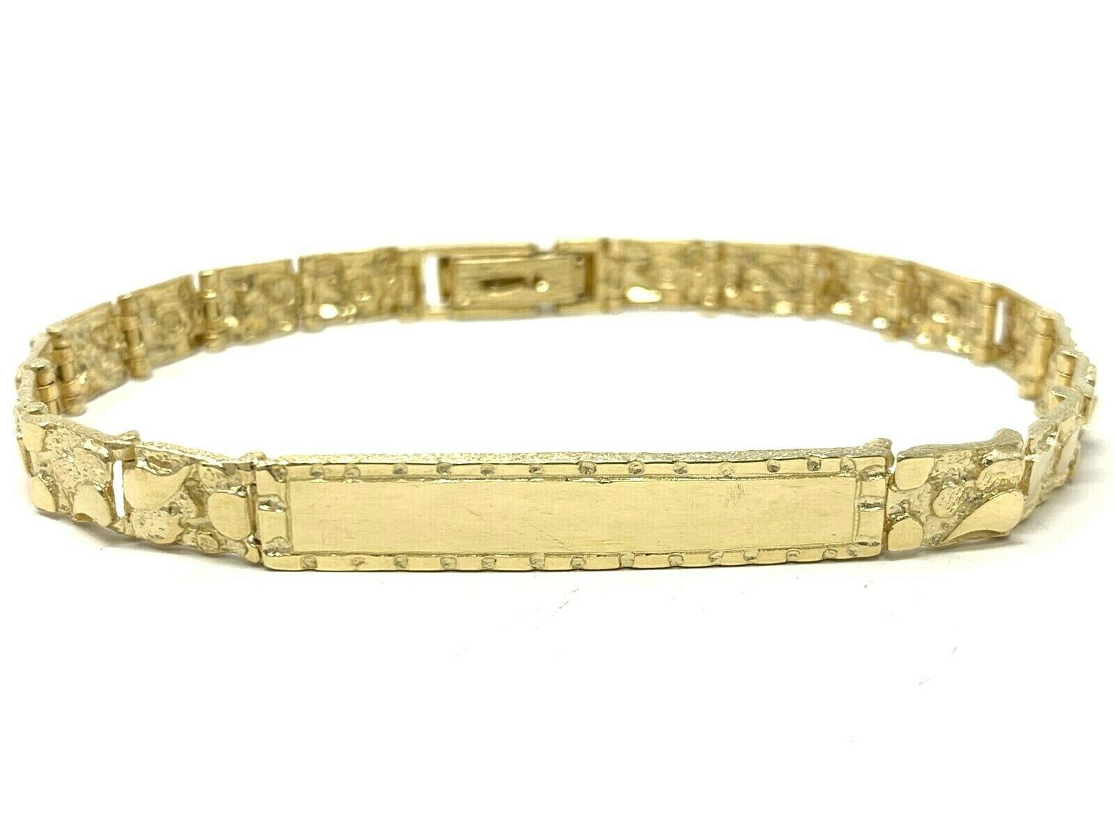 14k Yellow Gold Nugget ID Bracelet Adjustable 8"- 8.5" 7.4mm 17.3 grams