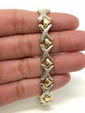 Italian 14k Two Tone Gold Fancy X Criss Cross Bracelet 7" 9mm 11 grams