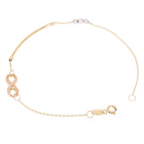 Italian 14k Tri Color Gold Infinity Charm Bar Link Bracelet 7.25" 1.7 grams