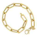 Italian 14k Yellow Gold Paper Clip Link Chain Bracelet 7.5" 7.2mm 8.6 grams