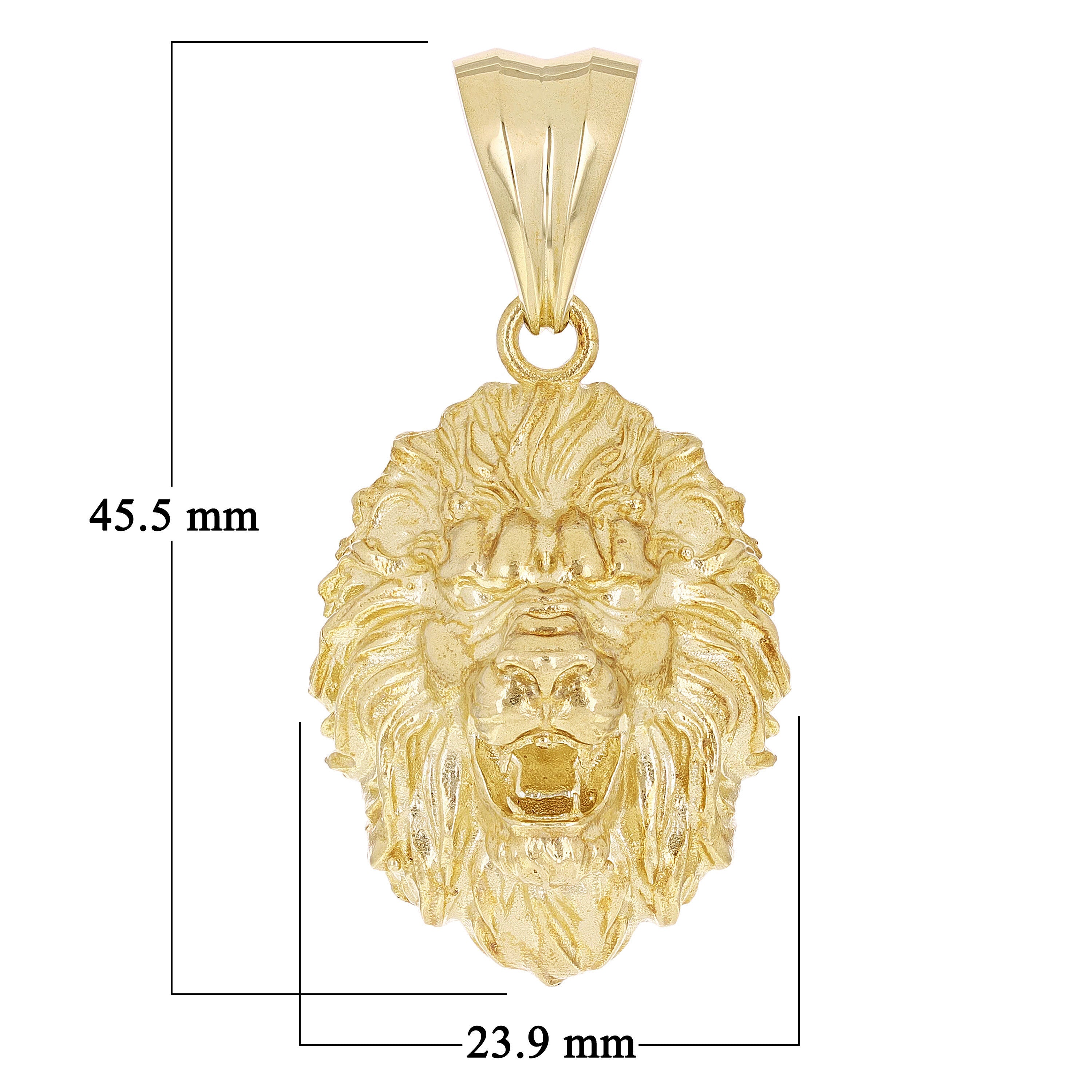 10k Yellow Gold 3D Lion Head Charm Pendant 1.8" 11 grams