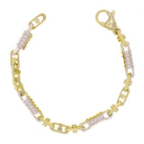 14k Yellow & White Gold Handmade Spring Barrel Link Bracelet 7" 5.3mm 15 grams - 7" 15 grams