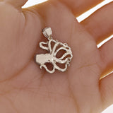 10k White Gold Octopus Charm Pendant 1.15" 4g - White