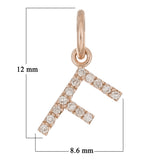 14k Rose Gold Diamond Initial Letter F Charm Pendant - Letter F,Rose