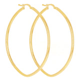 Italian 14k Yellow Gold High Polish Oval Hoop Earrings 2" 2mm 2.9 grams
