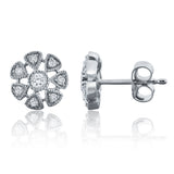 14k White Gold Flower Stud Earrings