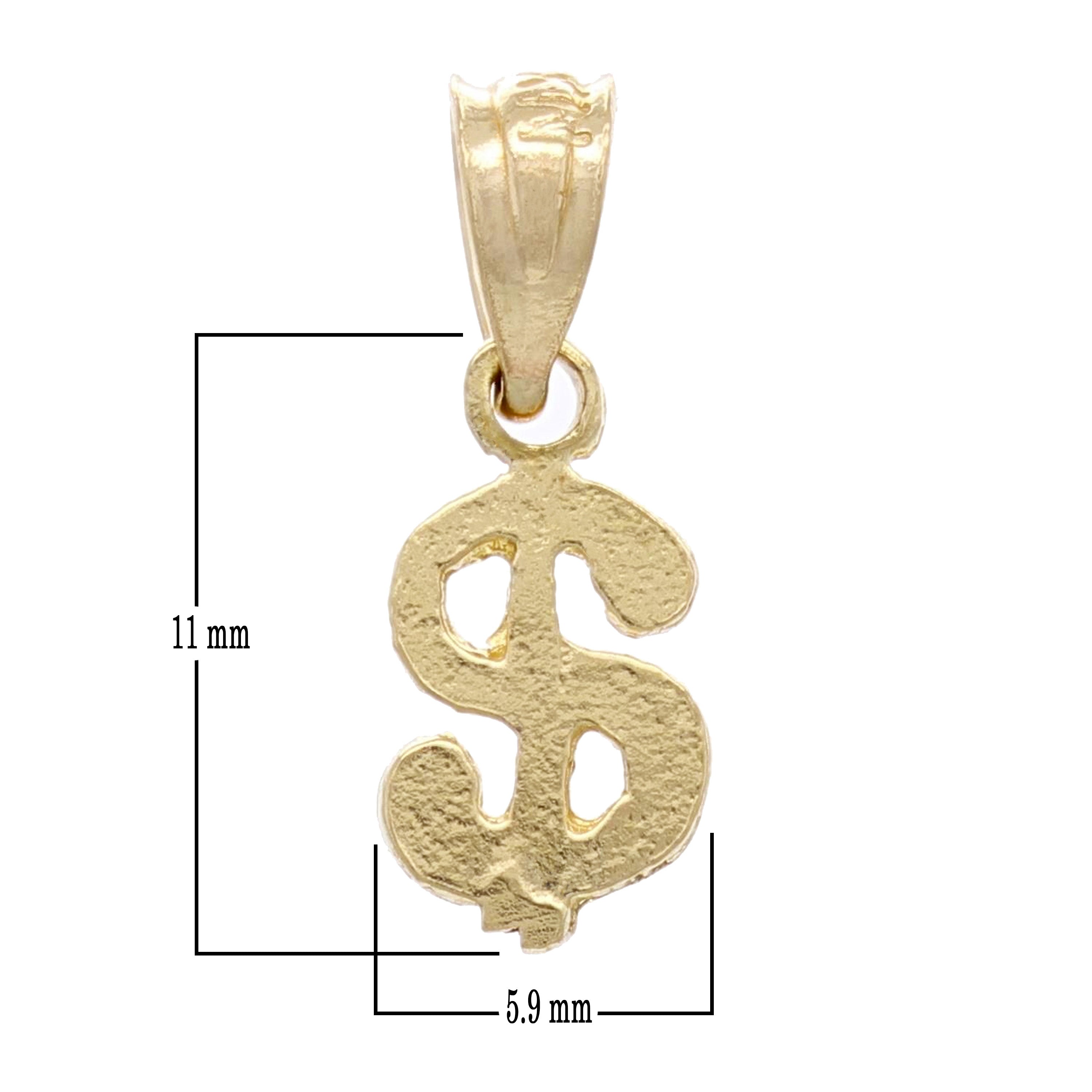 14k Yellow Gold Money Dollar Sign Charm Pendant 0.5 gram Small - Yellow