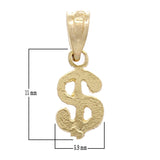 14k Yellow Gold Money Dollar Sign Charm Pendant 0.5 gram Small - Yellow
