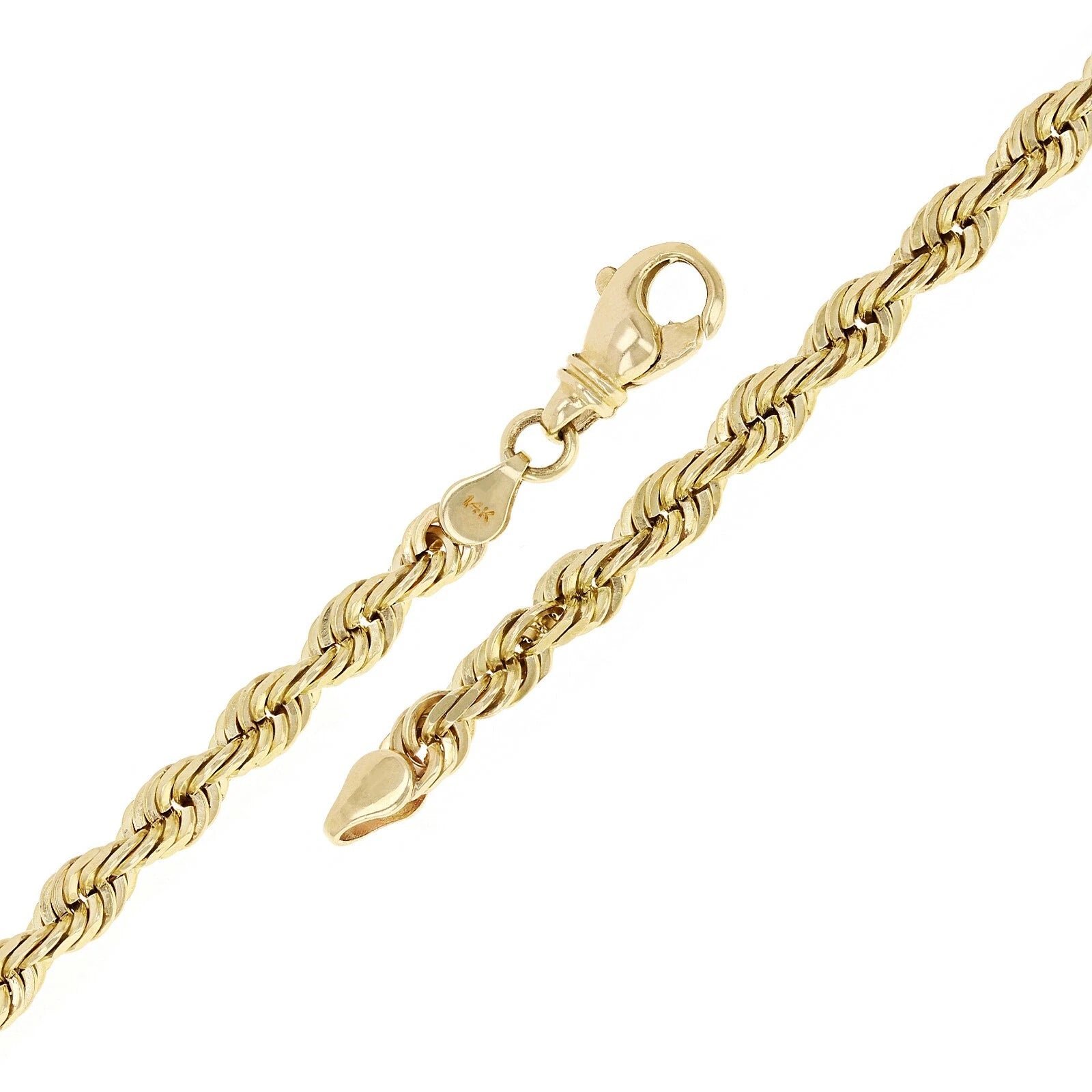 14k Yellow Gold Diamond Cut Rope Chain Bracelet 8" 6mm - 19 grams