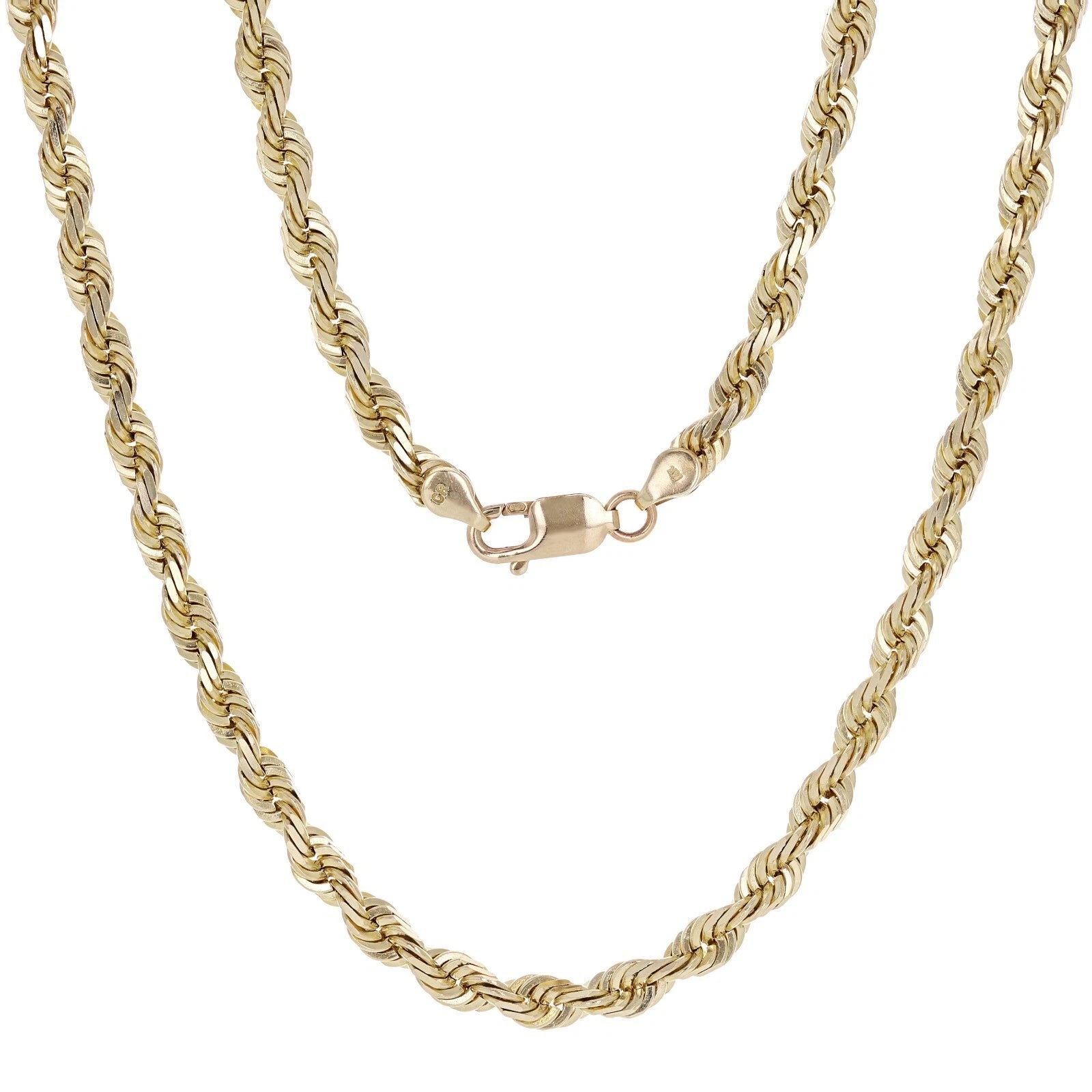 14k Yellow Gold Solid Diamond Cut Rope Chain Necklace 30"  6mm 80 grams