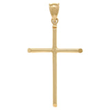 14k Yellow Gold Solid Plain Cross Religious Charm Pendant 1.7" 3.5g Large