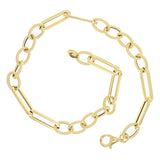Italian 14k Yellow Gold Oval Twisted & Paper Clip Link Bracelet 7.75" 3 grams