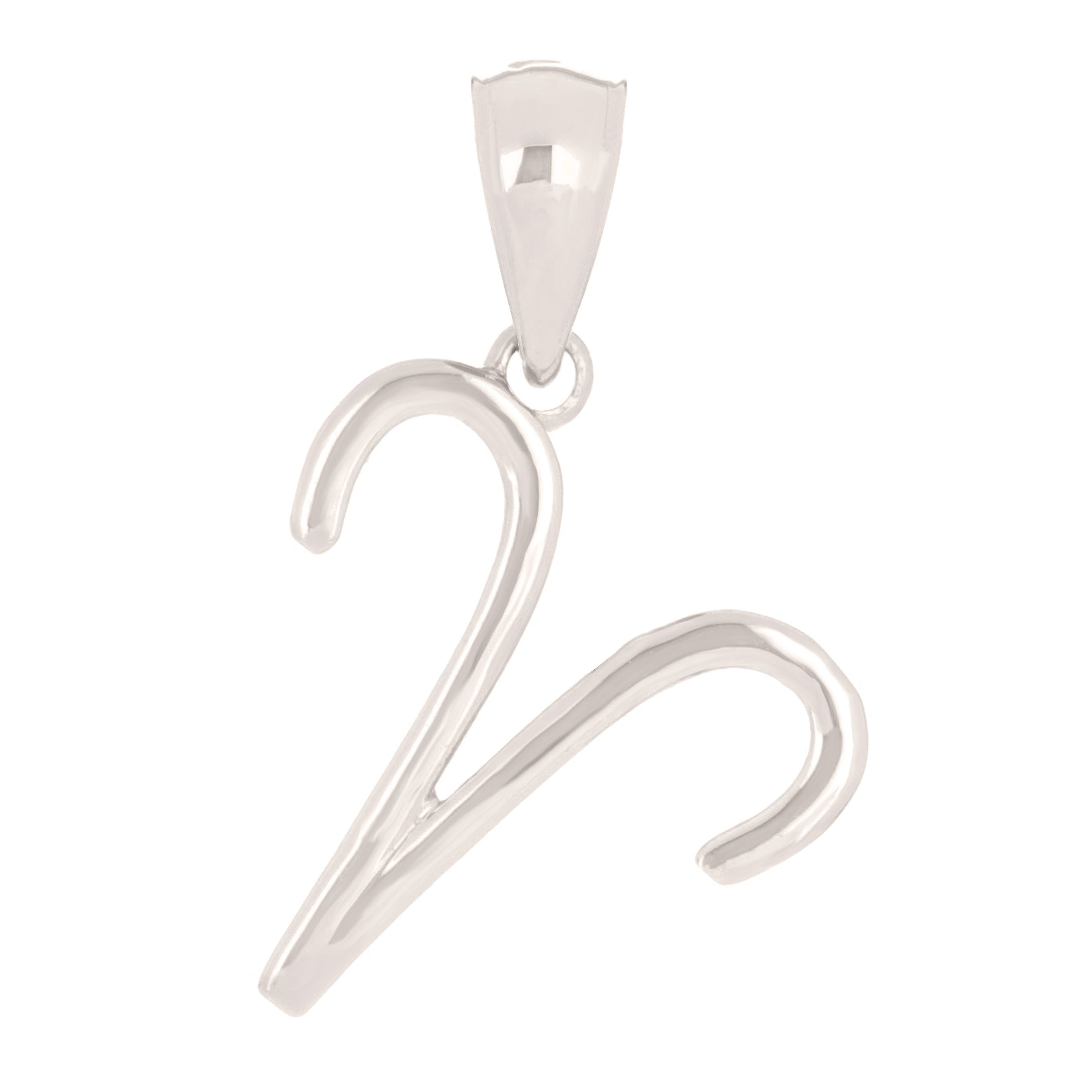 14k White Gold Aries Zodiac Sign Charm Pendant - Aries,White