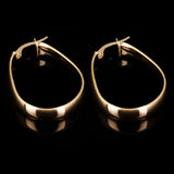 Italian 14k Yellow Gold Oblong Oval U-Shaped Hoop Earrings 1.2" 5.9mm 2.9 grams