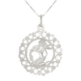 14k White Gold Zodiac Sign Aquarius Pendant Necklace 18" - Aquarius,White