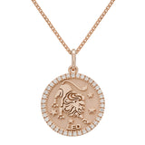 14k Rose Gold  Diamond Zodiac Sign Leo Pendant Necklace 18" - Leo,Rose