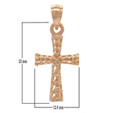 14k Rose Gold Cross Religious Charm Pendant 1" 1.4 grams - Rose