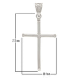 14k White Gold Plain Cross Religious Charm Pendant Medium