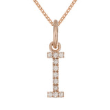 14k Rose Gold Diamond Initial Letter I Charm Pendant Necklace 18" - Letter I,Rose