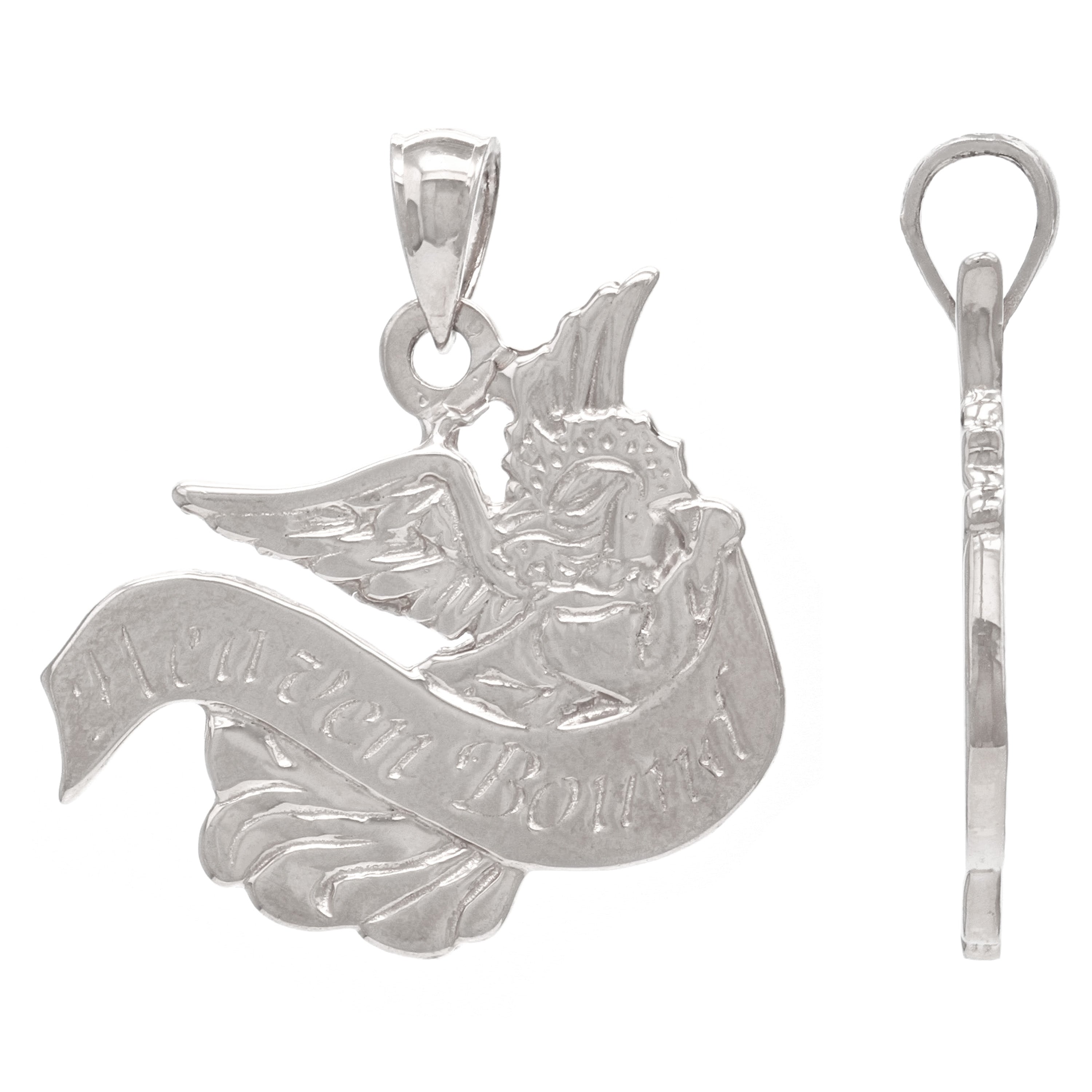 14k White Gold Solid "Heaven Bound" Guardian Angel Charm Pendant 5.2grams - White