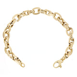 Italian 14k Yellow Gold Hollow Rectangle & Oval Link Bracelet 8" 8.5mm 10 grams