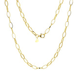 Italian 14k Yellow Gold Plain & Diamond Cut Oval Link Chain Necklace 18" 9.4 grams - 18" 9.4 grams