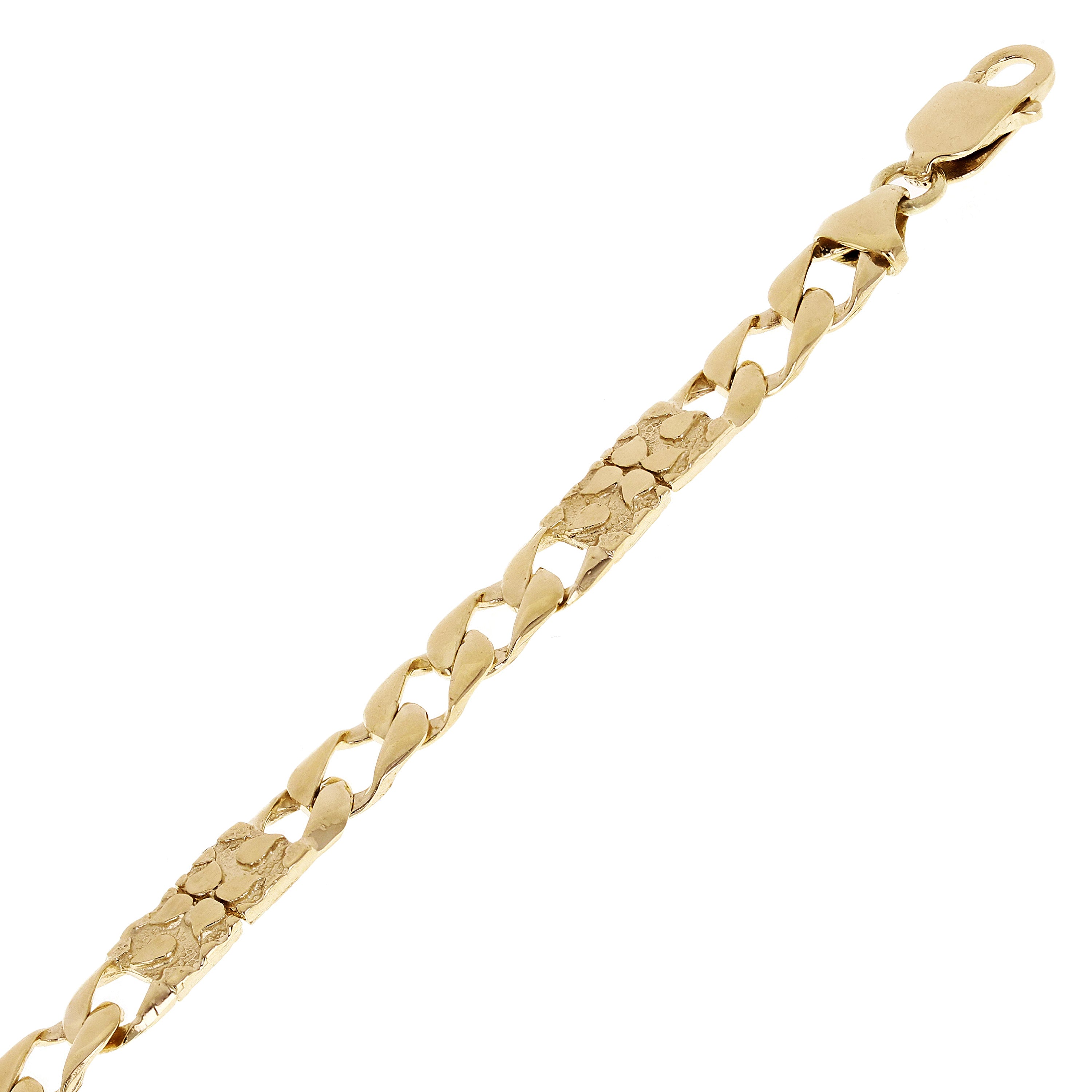 14k Yellow Gold Cuban & Nugget Link Chain Bracelet 7" 6.75mm 11.2 grams - 7"