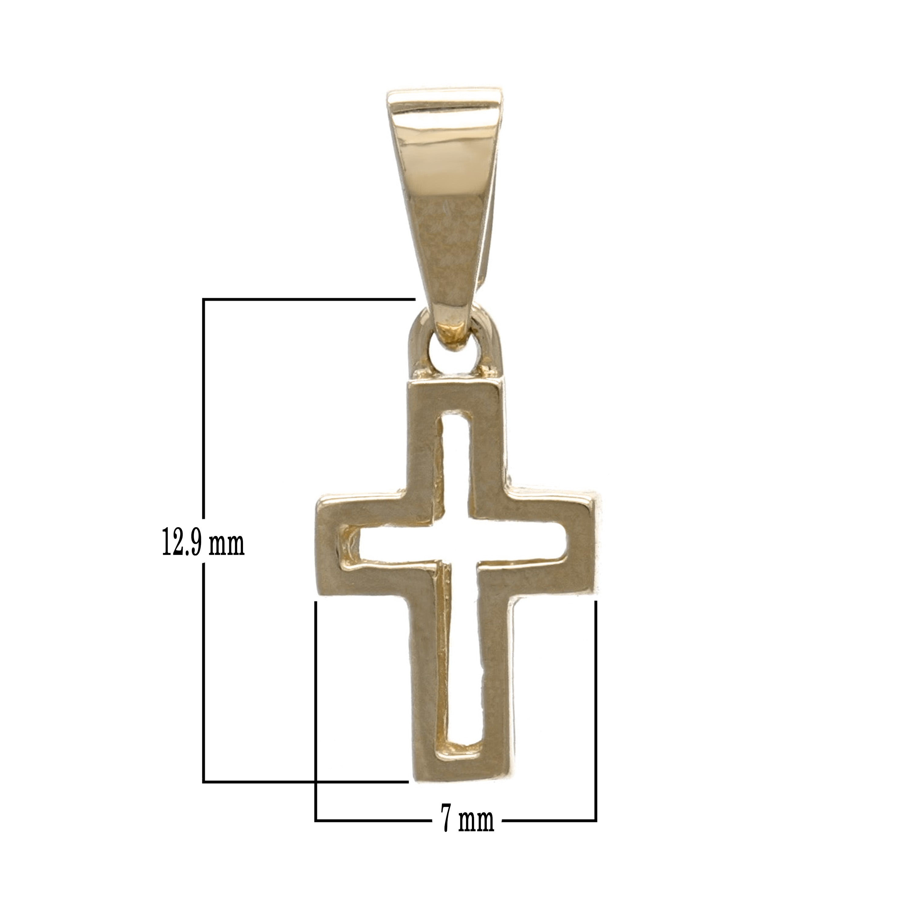 14k Yellow Gold Double Sided Open 3D Cross Religious Charm Pendant 1.2 grams - Yellow