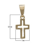 14k Yellow Gold Double Sided Open 3D Cross Religious Charm Pendant 1.2 grams - Yellow