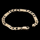 14k Yellow Gold Solid Cuban & Nugget Link Chain Bracelet 8.5" 6.5mm 14.6 grams