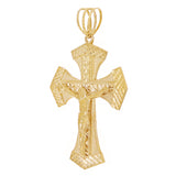 14k Yellow Gold Religious INRI Jesus Christ 3D Big Cross Pendant 3.2" 21.2 grams