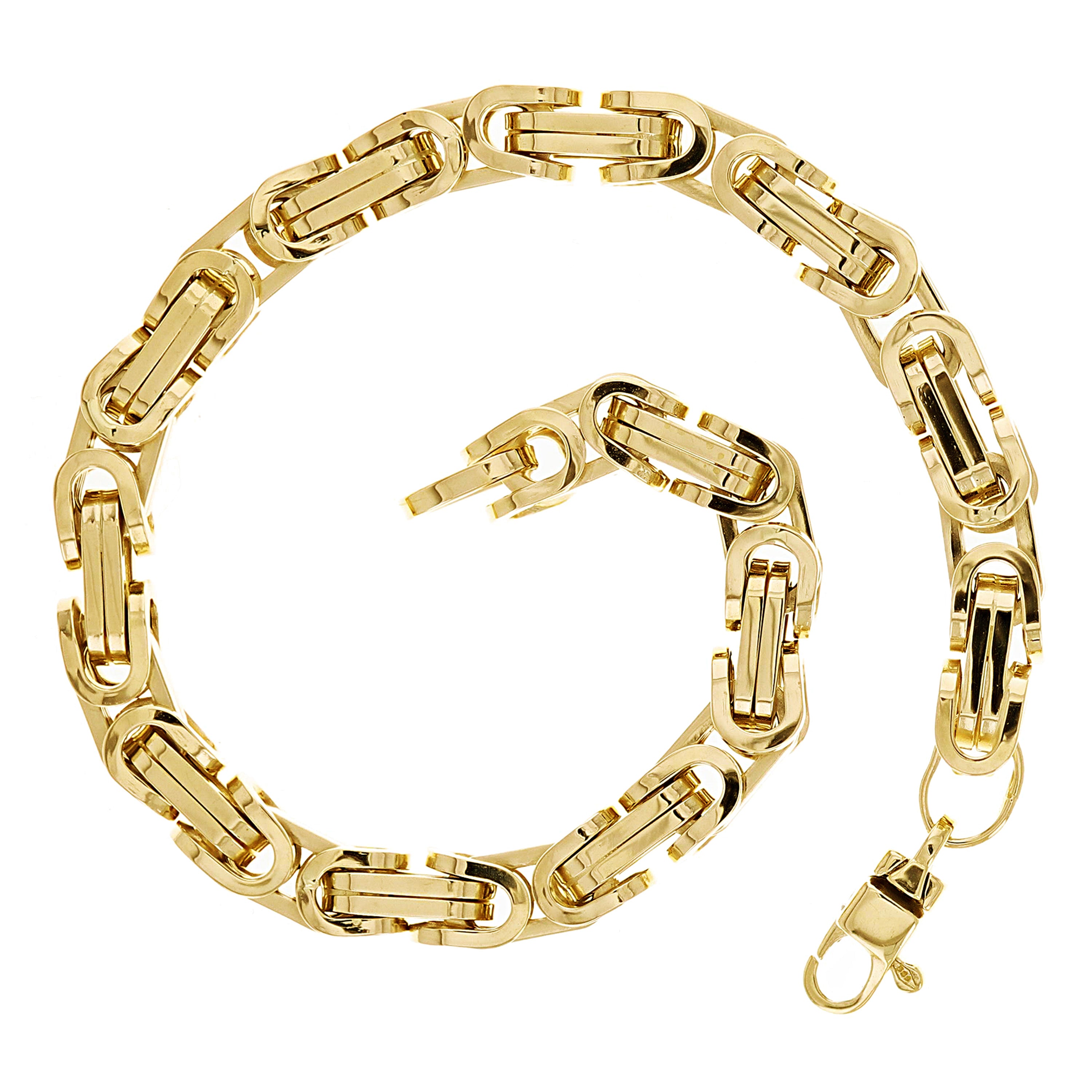 Italian 14k Yellow Gold Hollow Byzantine Link Bracelet 8.5" 6mm 12.1 grams