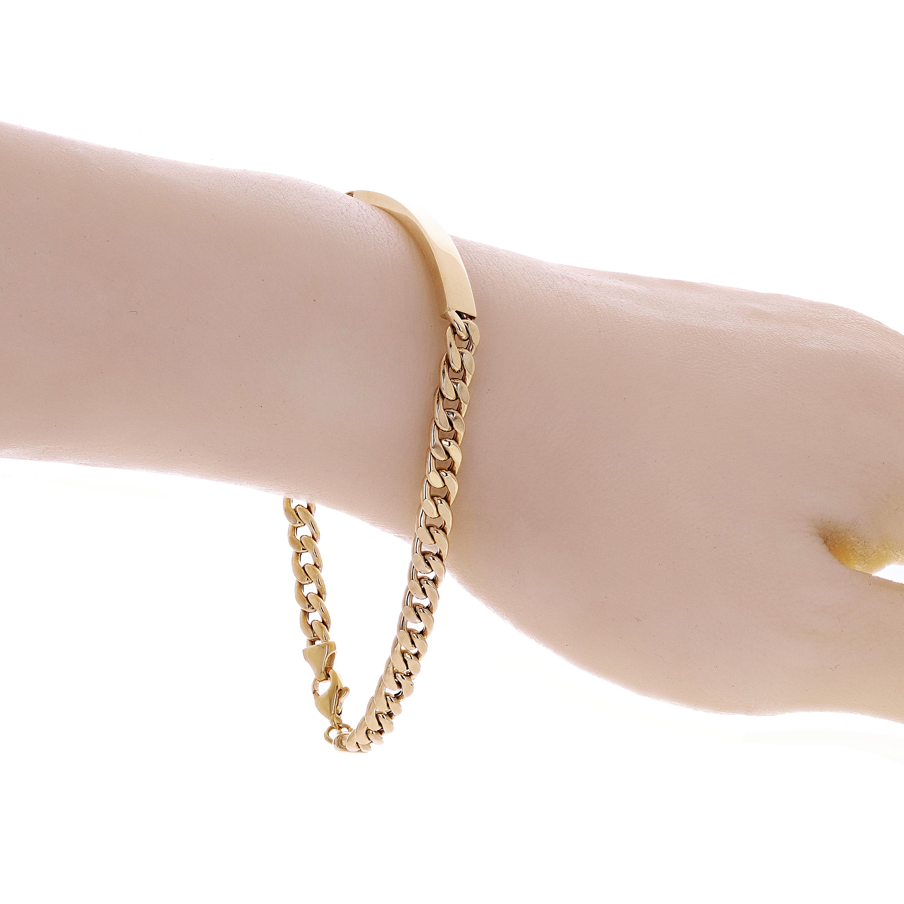 Italian 14k Yellow Gold Engravable Cuban ID Bracelet 8.5" 5mm 6.4 grams