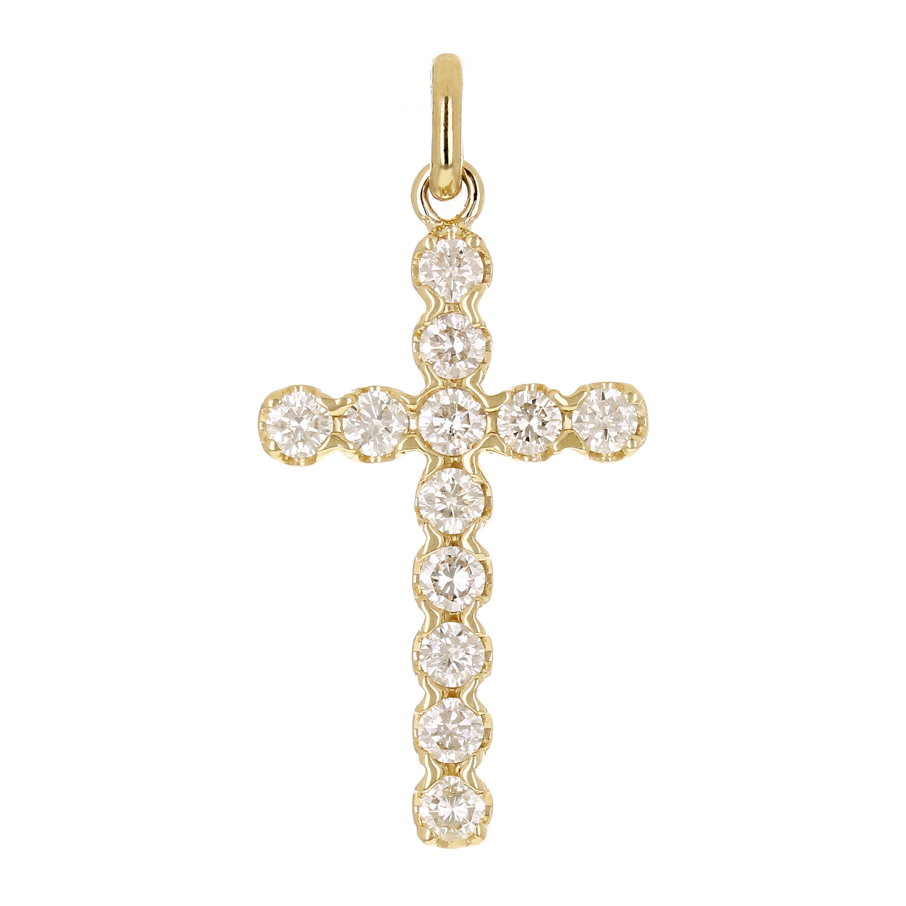14k Yellow Gold 1.51ctw Diamond Cross Pendant 1.5" 3.1 grams