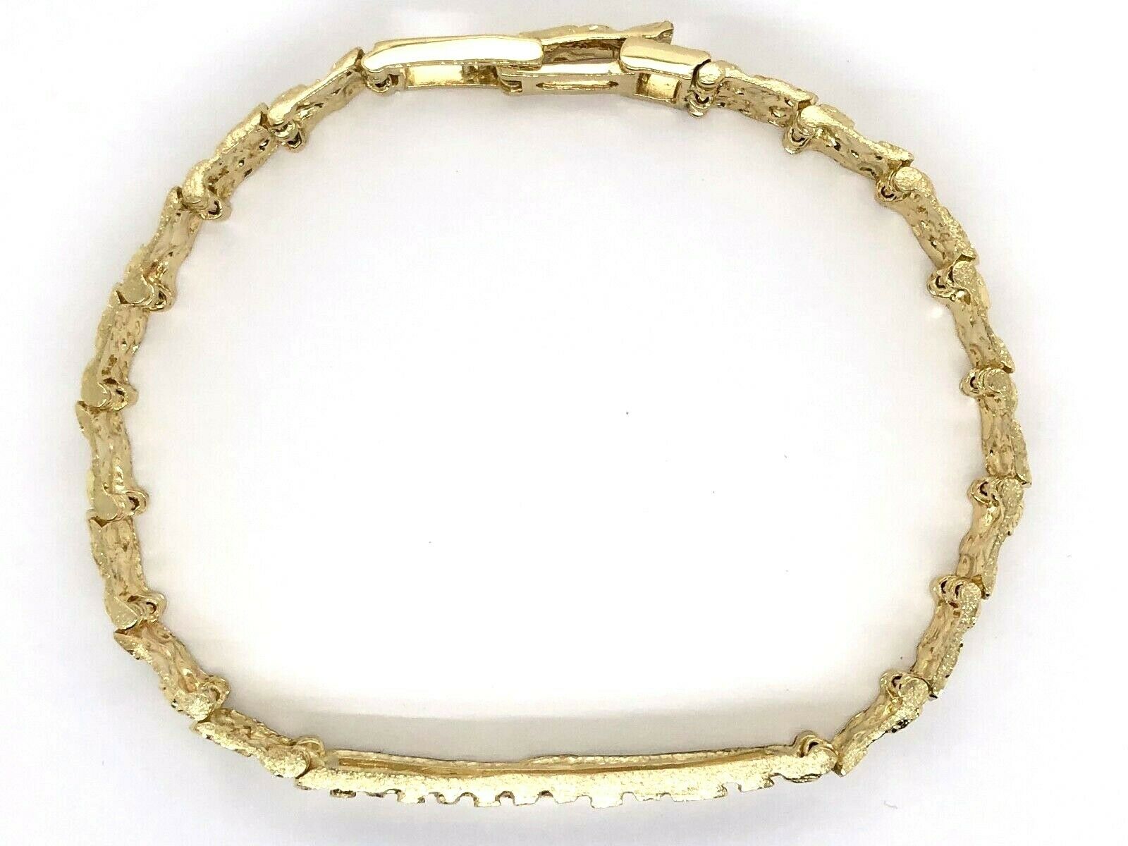 14k Yellow Gold Nugget ID Bracelet 8" 10mm 25.5 grams