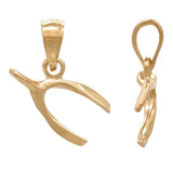 14k Yellow White or Rose Gold Wish Bone Charm Pendant - Yellow