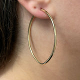 Italian 14k Yellow Gold High Polish Oval Hoop Earrings 2" 2mm 2.9 grams