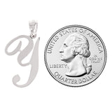 14k White Gold Initial Letter Y Alphabet Charm Pendant - Letter Y,White