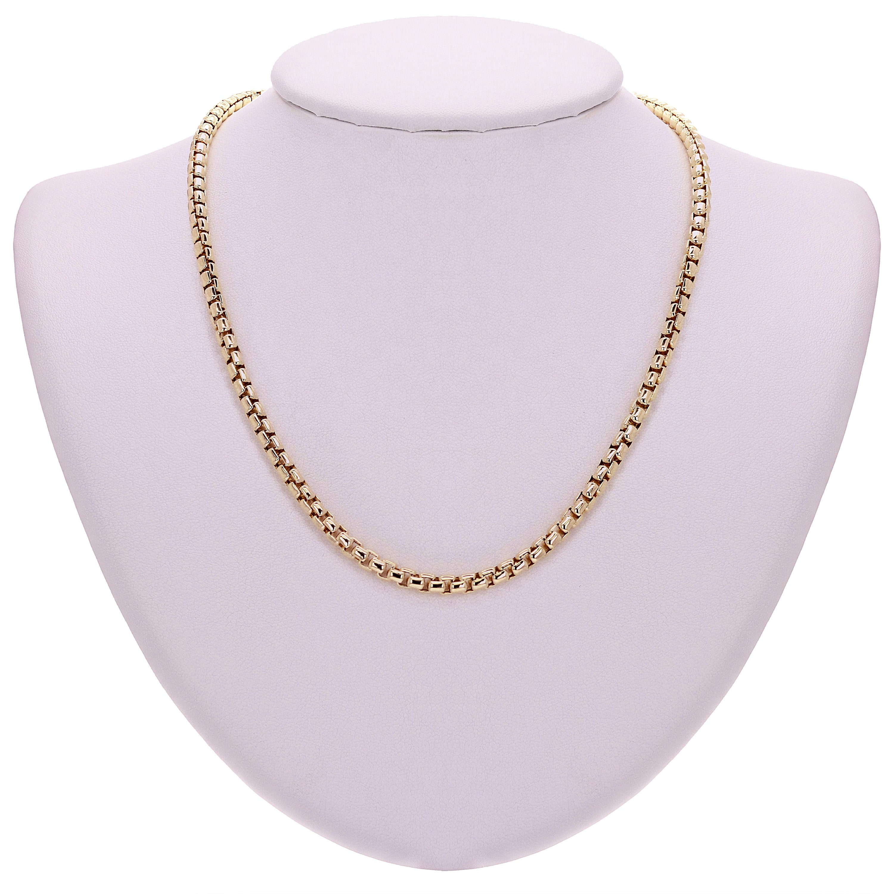 Italian 14k Yellow Gold Venetian Box Link Chain Necklace 18" 4.3mm 17.2 grams
