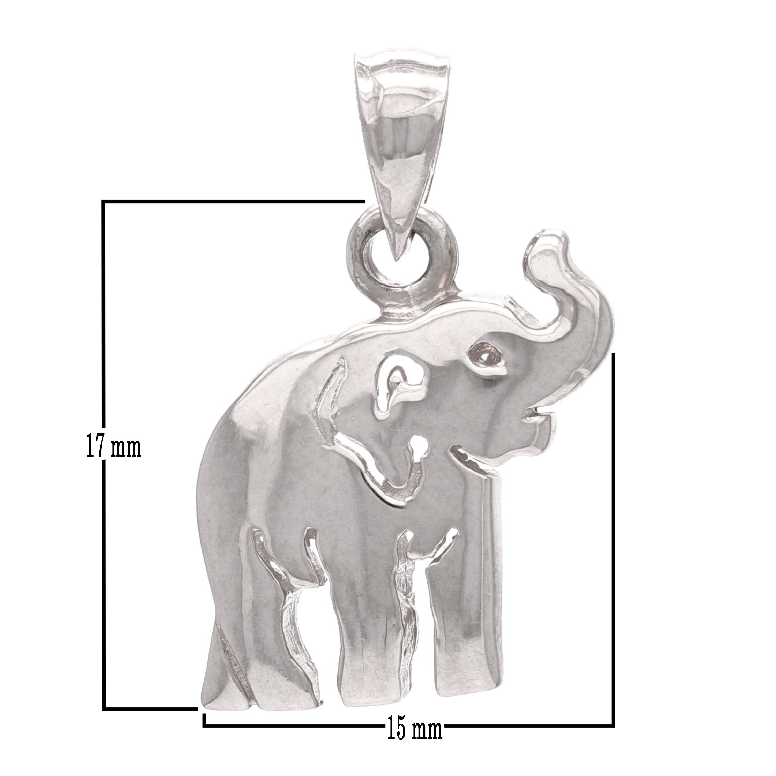 14k White Gold High Polish Good Luck Charm 3D Elephant Pendant 2.4 grams - White