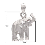 14k White Gold High Polish Good Luck Charm 3D Elephant Pendant 2.4 grams - White