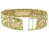 Men's 14k Yellow Gold Nugget ID Bracelet 8-8.5" 21mm 64-66 grams