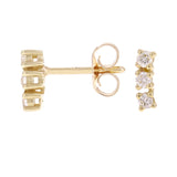 14k Yellow Gold 0.30ctw Diamond 3-Stone Stick Stud Earrings
