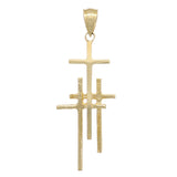 14k Yellow Gold Solid Religious Calvary 3 Cross Charm Pendant 2.1 grams - Yellow